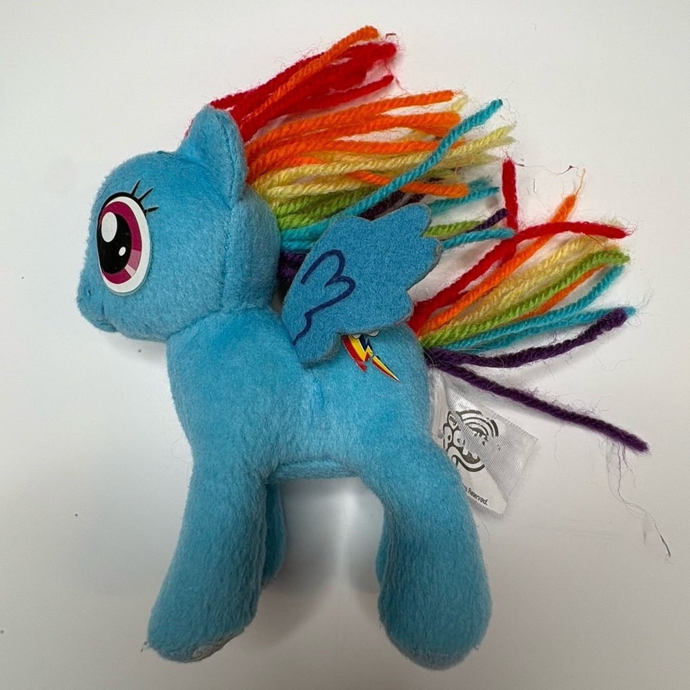 My Little Pony Rainbow Dash Plush 7" Yarn Mane Tail Stuffed Animal Toy 2020 Blue